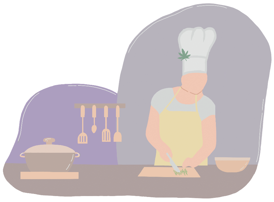 an illustration of a chef chopping vegetables