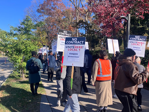 NU food service workers picket at the Arch, call for a more fair contract